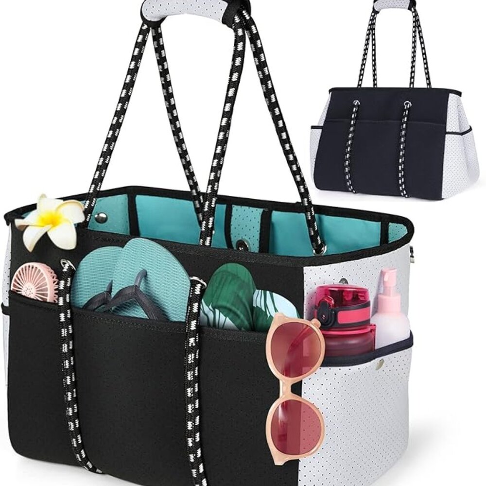 NUBILY Neoprene Beach Tote Bag Beach Bag- NEW- waterproof, sandproof, pool